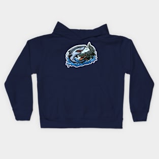 shark vs crocodile Kids Hoodie